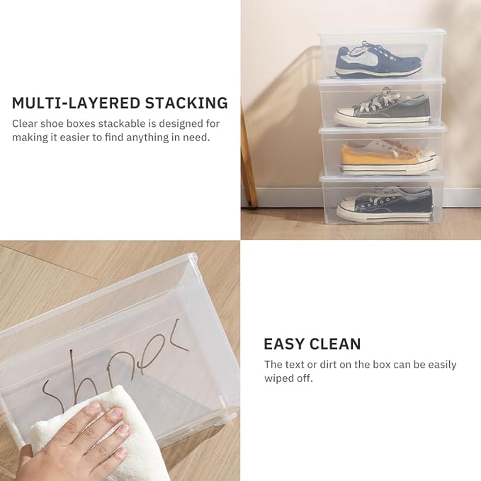 Naivees Shoe Storage Box Clear Plastic Stackable Storage box - Image 3