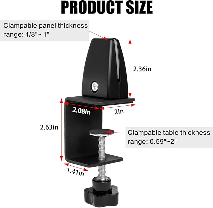 6-Pack Sneeze Guard Clamps for 1/8" to 1" Thick Panels, Adjustable Desk - Image 2