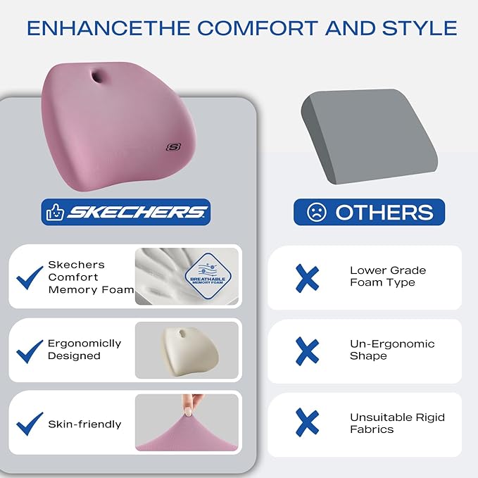 Skechers Lumbar Support Pillow for Office Chair, Memory Foam Lumbar Pillow - Image 5