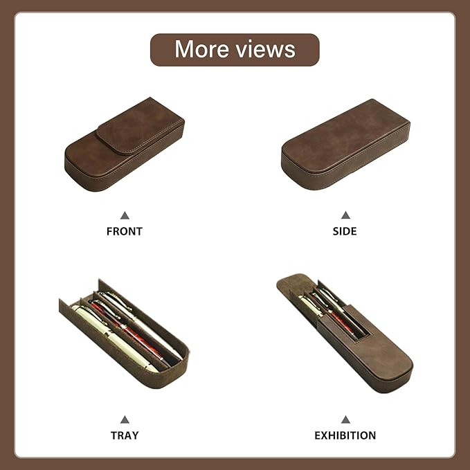 MIVLXLX Leather Triple Pen Case Pencil Pouch Holder - Image 5
