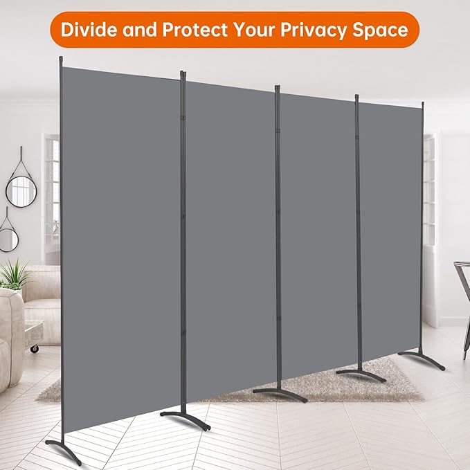 Room Divider 6FT Folding Privacy Screens, 4 Panel Partition Room Dividers - Image 5