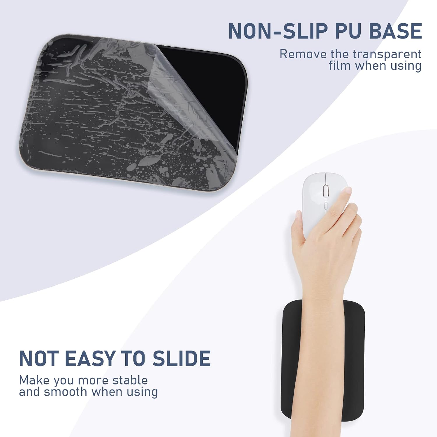 Leolee Elbow Rest Pads for Desk, Black Ergonomic Arm Rest Pads | Memory Foam & Non-Slip Base, Armrest Cushion Support Pad Relieve Elbow and Wrist Pain for Computer, Office, 1 Pack