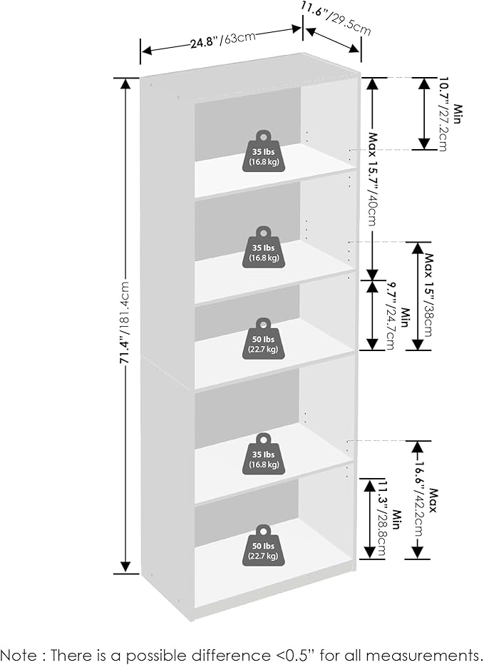 Furinno GEHRY DVD Shelf, 5-Tier CD Rack, Media Shelf - Image 3