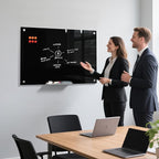 MaxGear Glass Whiteboard, Tempered Magnetic Dry Erase Board Black, Frameless - Image 2