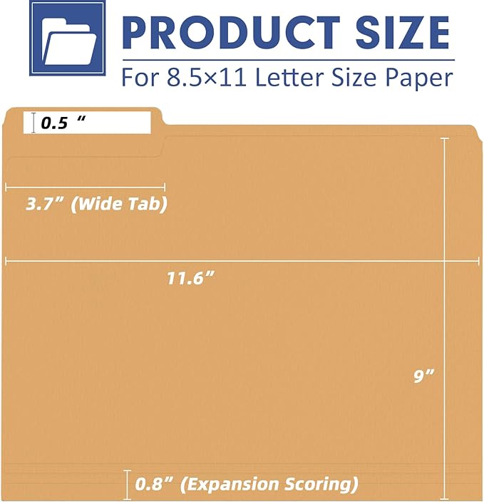 File Folder, PANDRI 120 Pack Colored File Folder, 1/3 Cut Tab, Letter Size - Image 2