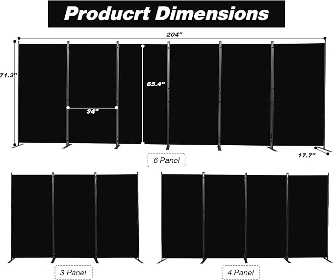 CHOSENM Room Divider, 6 Panel Folding Privacy Screens - Image 2