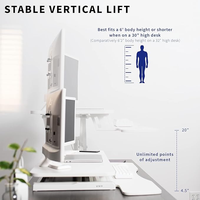VIVO 42 inch Desk Converter, K Series, Height Adjustable Sit to Stand Riser - Image 4