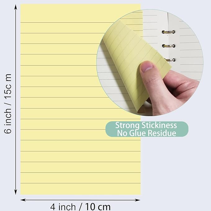 24 Pack Lined Sticky Notes 4X6 in Self Sticky Note Pads Colorful Post Stickies - Image 2