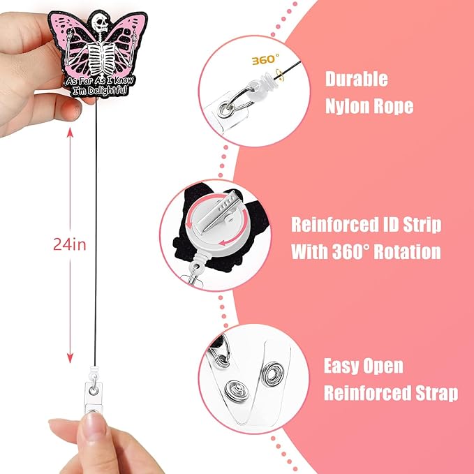 Aoryalps I AM Delightful Retractable Badge Reel Holder Retractable - Image 5