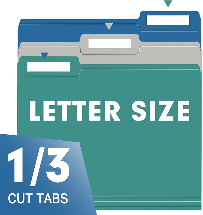 File Folder, RAZCC 150 Pack 1/3 Cut Tab File Folders Letter Size, Colored File - Image 3