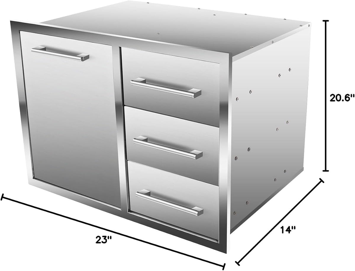 Outdoor Kitchen Drawer Combo, BBQ Access Trash Drawer Combo with Triple Stain...