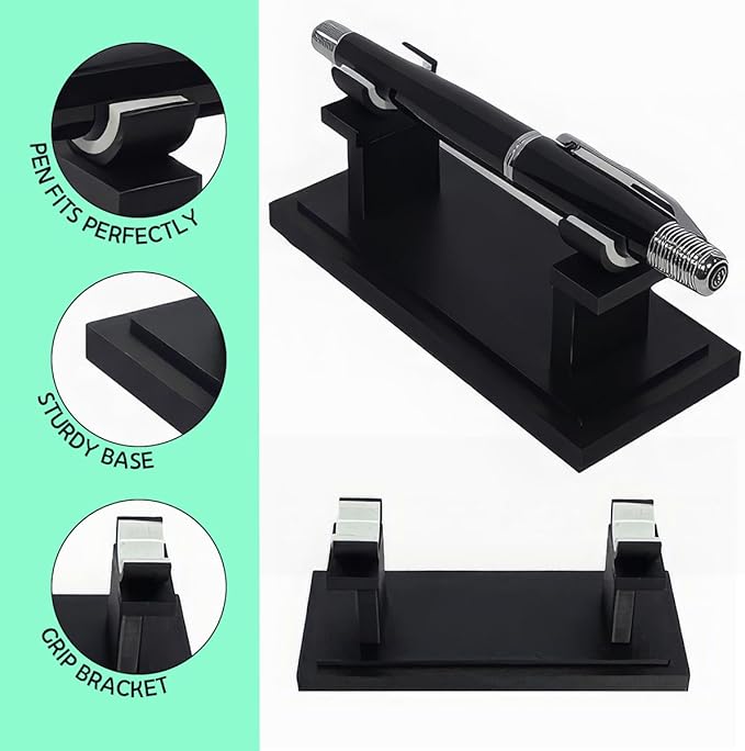 Fountain Pen Holder for Desk | Vintage Acrylic & Metal Organizer Stand | Pencil - Image 6