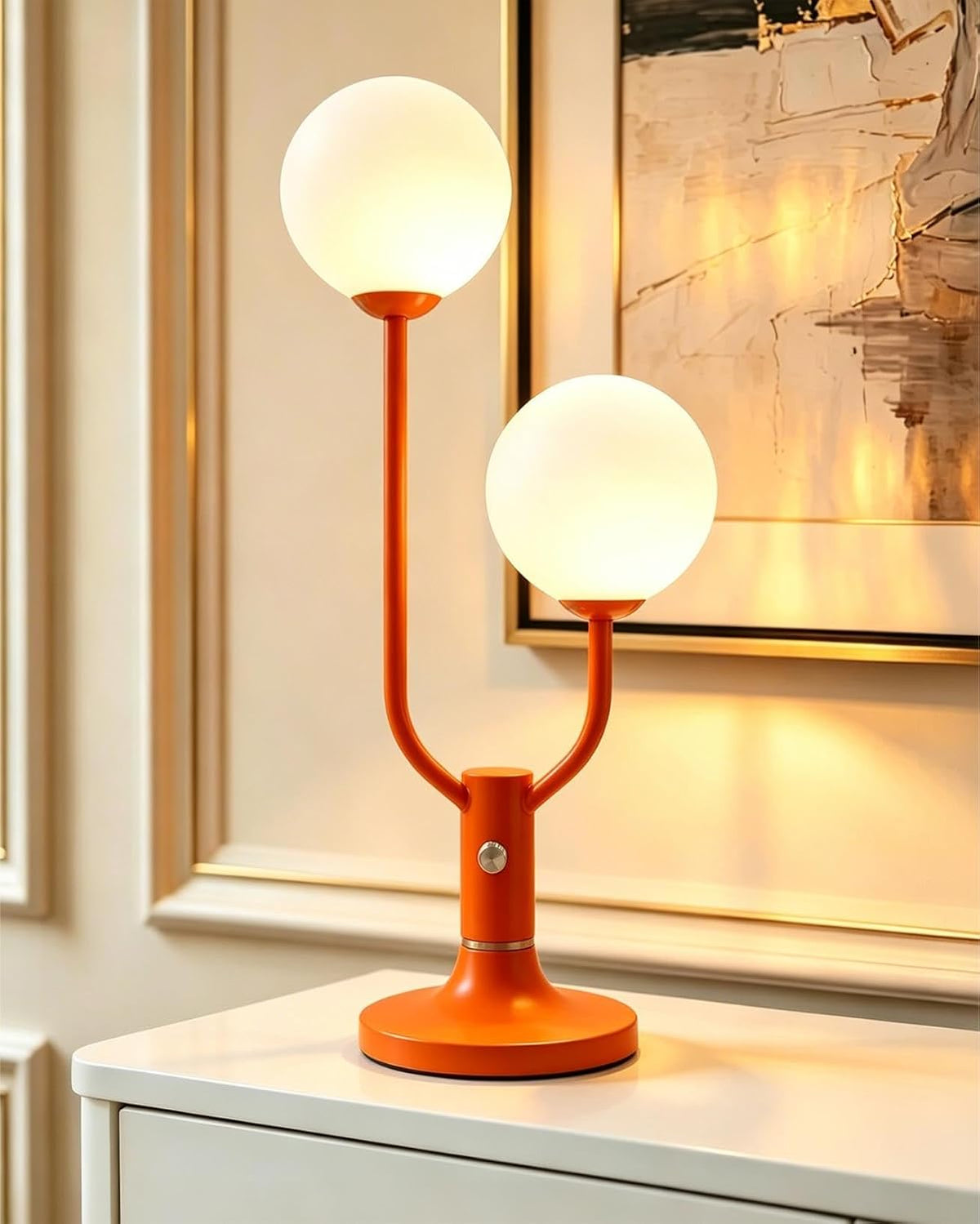 Lightdot Orange Table Lamp Dimmable Vintage Globe Lamp G9 2 Bulbs Included