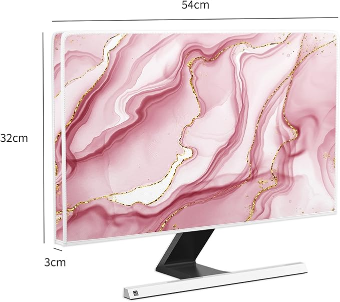 Baocicco Gold Pink Marble Waterproof Computer Monitor Dust Cover 22, 25 Inch - Image 5