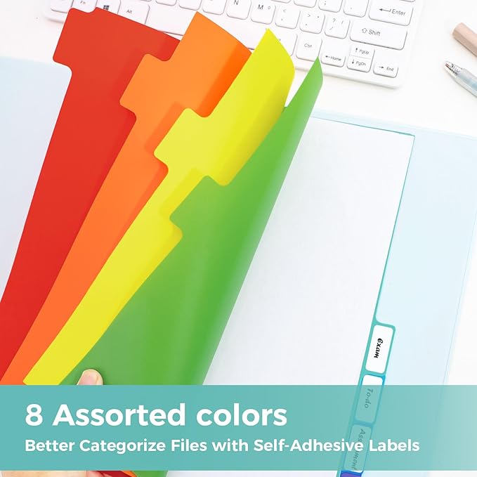 SUNEE 8 Tab Binder Dividers, Plastic Dividers - Image 6
