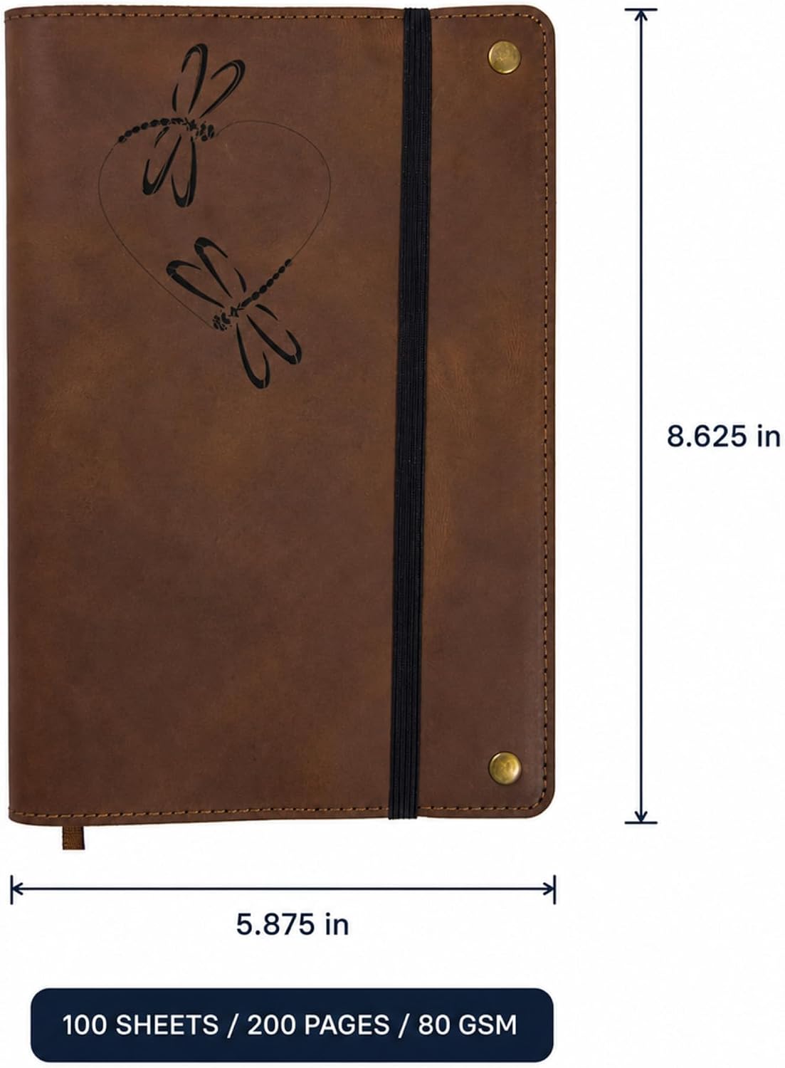The Amazing Office Dragonfly Heart Real Leather Refillable Journal, Embossed ...