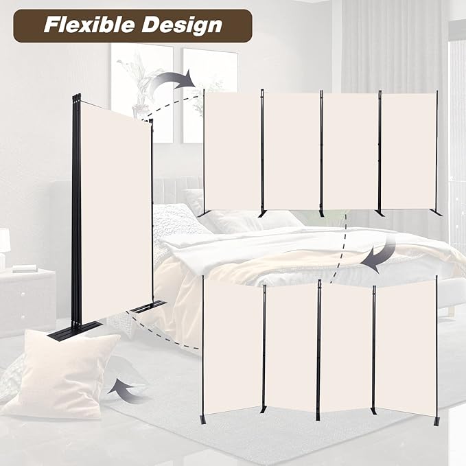 CHOSENM Room Divider, 4 Panel Folding Privacy Screens - Image 5