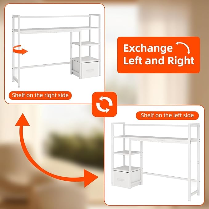 Desk Shelf with Drawer, 41.3" Desktop Organizer Shelf, Desk Hutch - Image 7