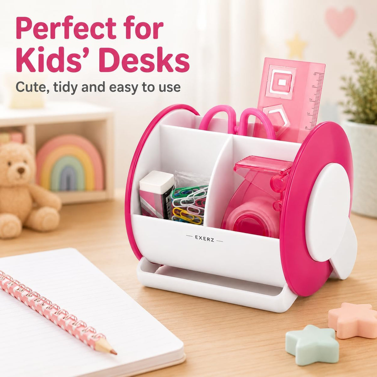 Exerz Ex8986 O-Life 90 Degree Rotary Desk Organiser with Stationery Set - Saf...