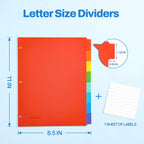 SUNEE 8 Tab Binder Dividers,Plastic Dividers for 3 Ring Binder,3 Ring Binder Dividers with Tabs for School Office Home Supplies,Bright Color, 3 Set