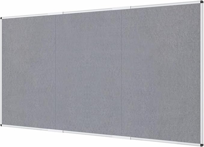 VIZ-PRO Large Fabric Bulletin Board/Foldable Notice Board Felt Gray, 96 X 48 by VIZ-PRO