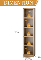 blini 5-Shelf Narrow Bookcase White Wooden Tall Bookshelves Floor Standing - Image 2