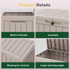 Yardgrace 45 Gallon Outdoor Storage Box Waterproof, Resin Deck Boxes - Image 3