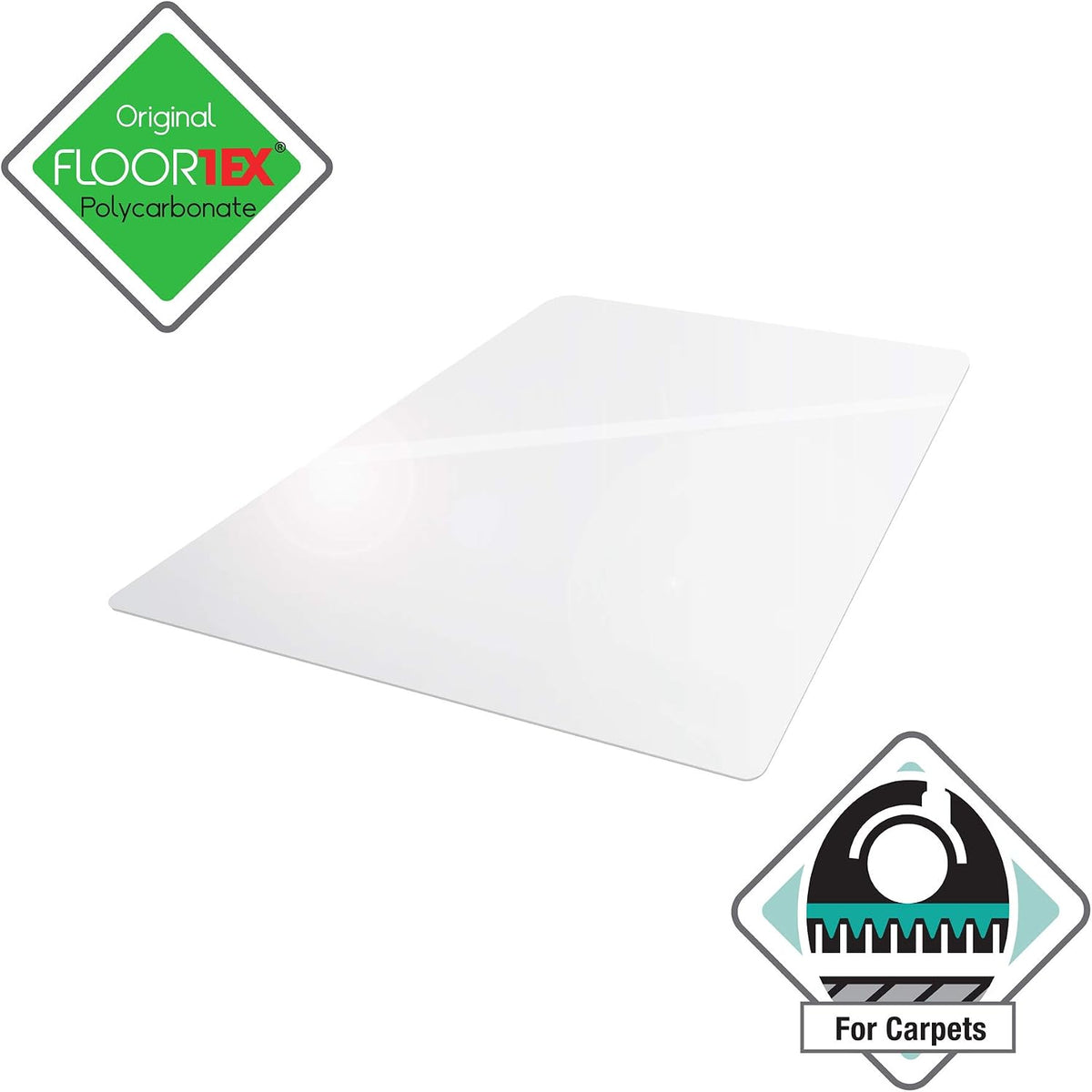 Floortex® Ultimat® Strong Polycarbonate Rectangular Chair Mat for Deep Pile C...
