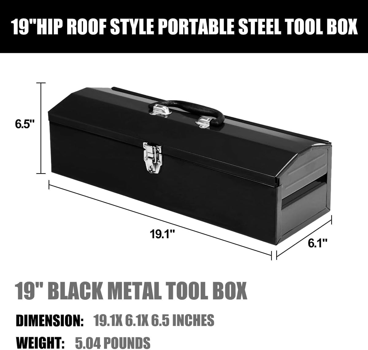 19" portable tool box, metal tool box, ideal shown in use