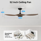 roomratv 52'' modern ceiling fan with light, wide shown in use