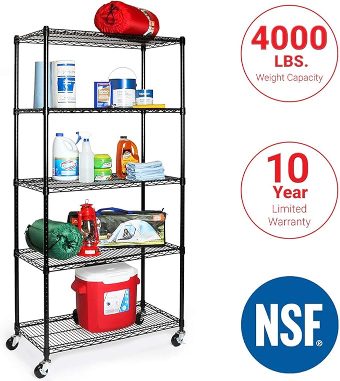 Seville Classics UltraDurable Heavy Duty NSF Solid Steel Wire Rack Storage Unit - Image 7