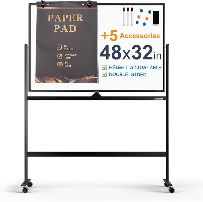 Large Dry-Erase Rolling Magnetic Whiteboard by TSJOFFICE