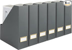 BLU MONACO | Set of 6 Foldable Grey Magazine File Holders by Blu_Monaco