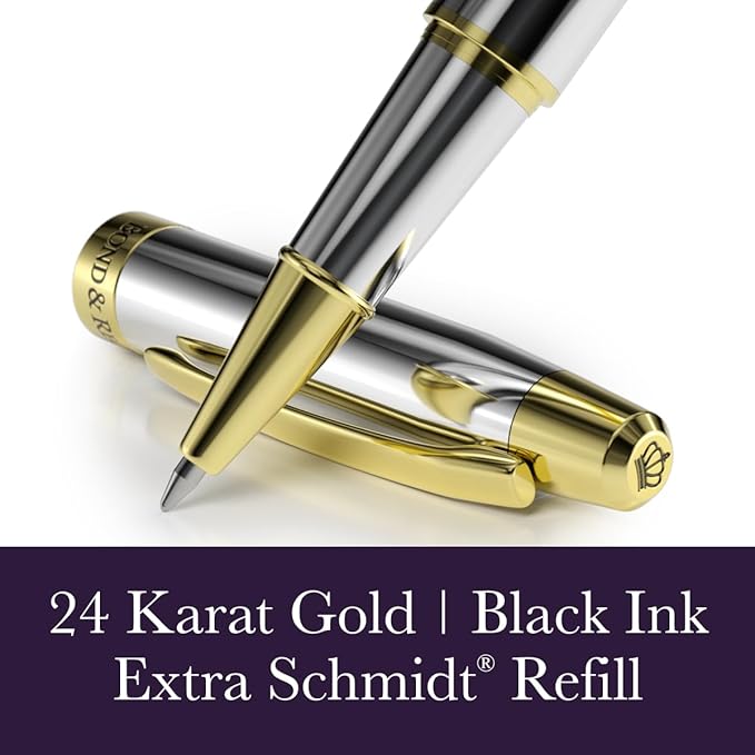 Bond & Regent Silver Chrome & 24 Karat Gold | Certified Luxury Grade Rollerball - Image 3