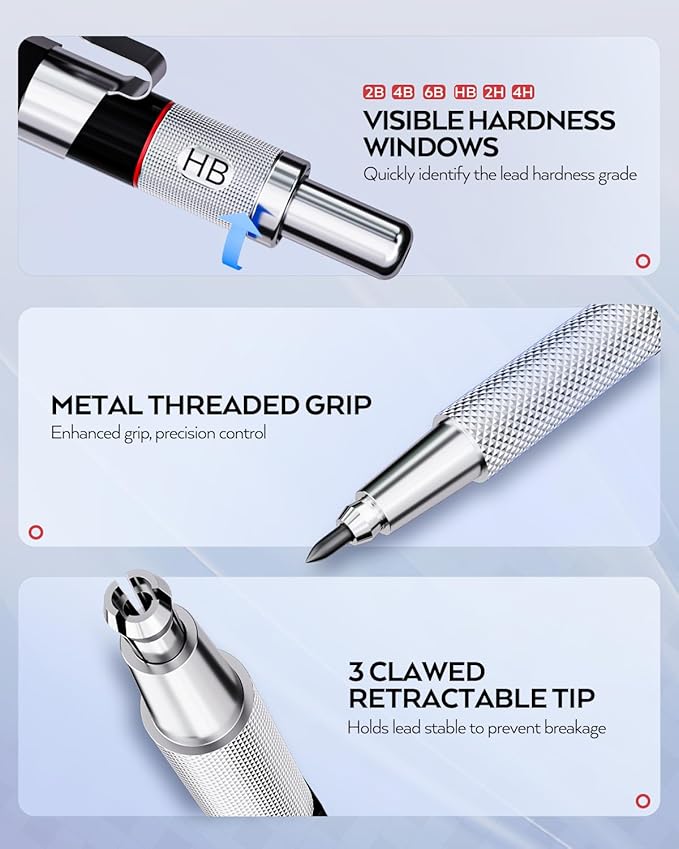 Nicpro 37PCS Art Mechanical Pencil Set, 0.5 mm, 0.7 mm, 0.9 mm & 2PCS 2mm Lead - Image 2
