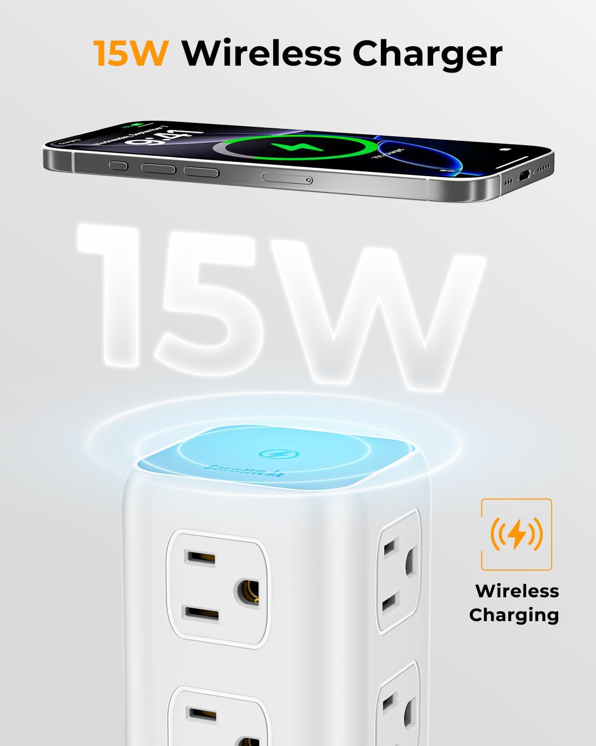 Power Strip with 12 Outlets 4 USB (1 USB C), 6.5Feet Extension Cord with Mult...