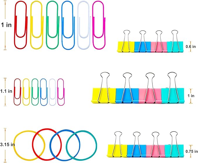 Vinaco 300PCS Paper Clips and Binder Clips Assorted Sizes, Colored Paper Clips - Image 3