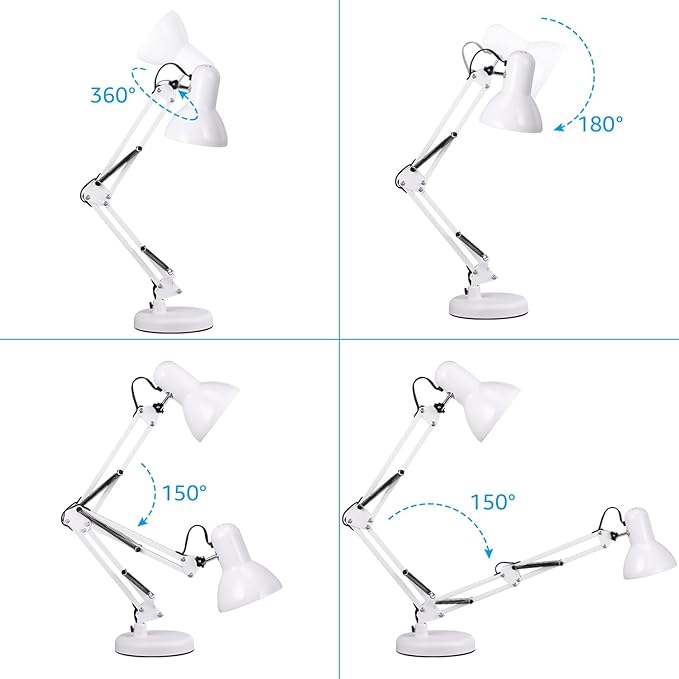 TORCHSTAR Metal Desk Lamp with Clamp, Swing Arm, Architect Adjustable Gooseneck - Image 5
