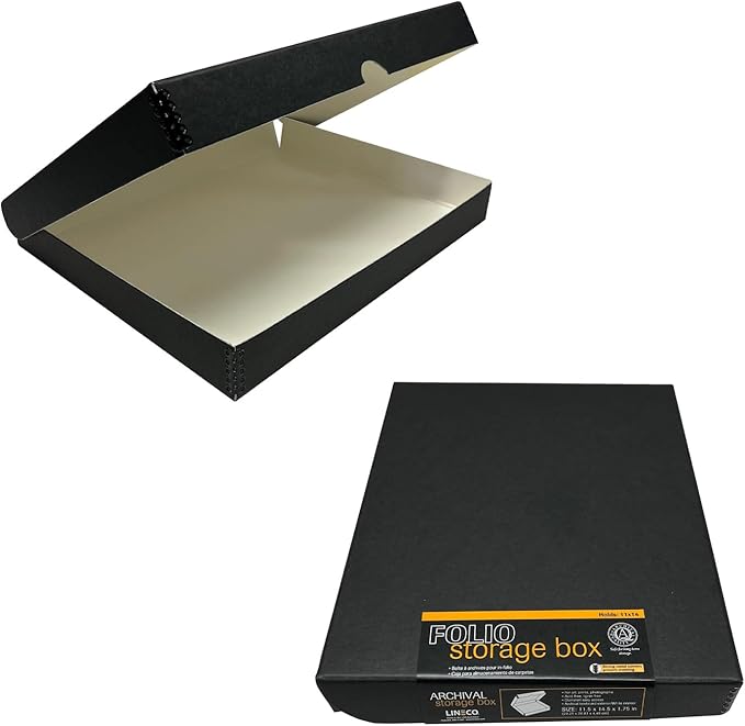 Lineco 11x14 Black Clamshell Archival Folio Storage Box. Acid-Free by Lineco
