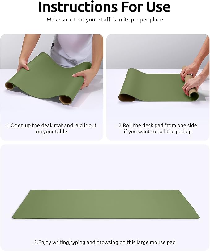 YSAGi Leather Desk Protector, Office Mat, Large Mouse Mat, Non-Slip PU Leather - Image 9