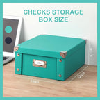 2 Pcs Checks Storage Box with Lid Document Boxes Banker Boxes Lake Green - Image 2