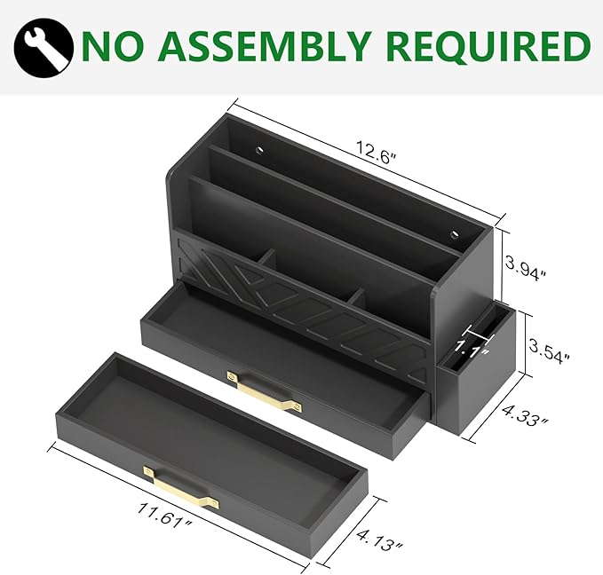 WISUCART Bamboo Desk Organizer Mail Holder Countertop Wood Desk Drawer Tabletop - Image 4