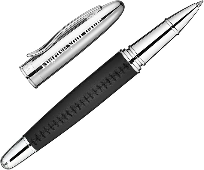 BEILUNER 318 Luxury Personalized Leather Pen, Hand-Stitched Premium Black by BEILUNER