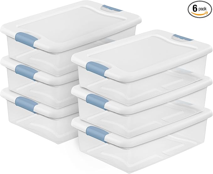 Sterilite 6-Pack Latching Box, Under Bed Storage Bins by Sterilite