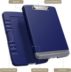 Piasoenc Clipboard with Storage, 8.5 x 11 Clip Board with Pen Holder,Blue | High Capacity, Heavy Duty Plastic Organization Box for A4 Legal Paper Folder, Folio & Side-Opening Nurses, Teachers, Student