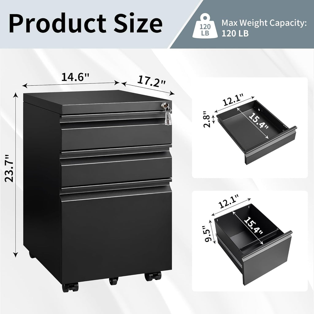 guizeeopo filing cabinets for home office, mobile file shown in use