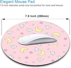 IMAYONDIA Pink Kawaii Round Mouse Pad, Cute Moon Bunny Small Mouse - Image 2