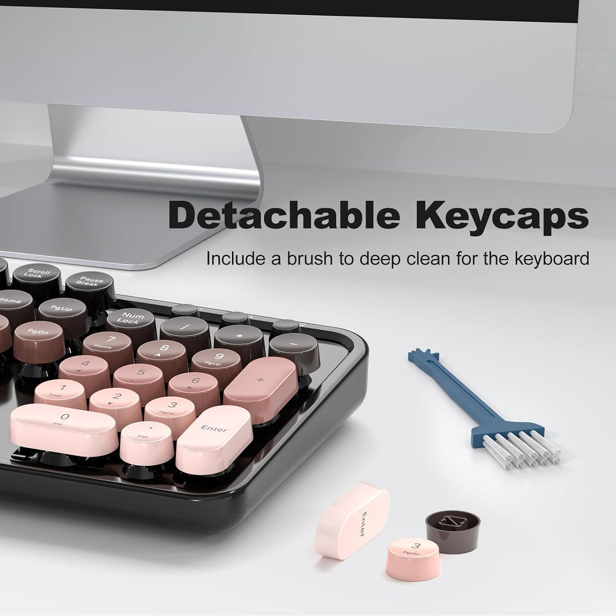 MOFII Wireless Keyboard and Mouse Combo, Retro Full Size Typewriter Keyboard ...