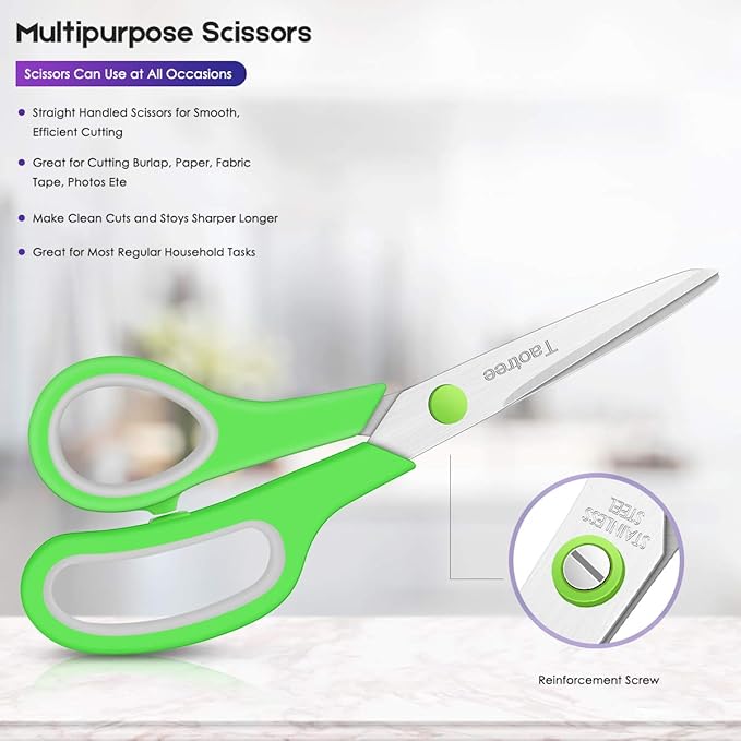 Scissors Bulk 60-Pack, Taotree 8" All Purpose Scissors, Soft Comfort-Grip - Image 3