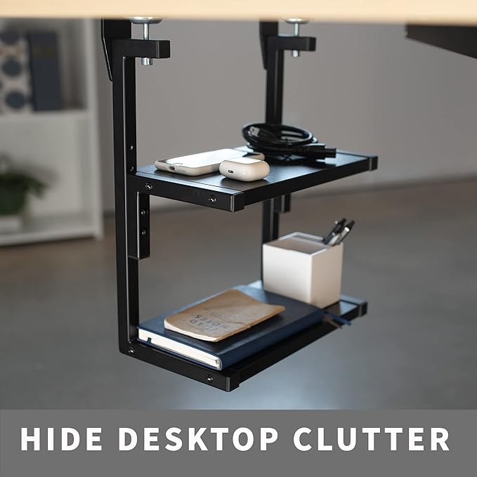 VIVO Clamp-on 13 inch Above or Below Desk 2-Tier Shelving Unit - Image 6